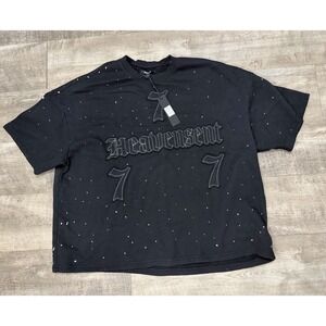 New Nova Men Fashion Nova Heavensent 777 Short Sleeve Black Wash Tee Shirt XXXL